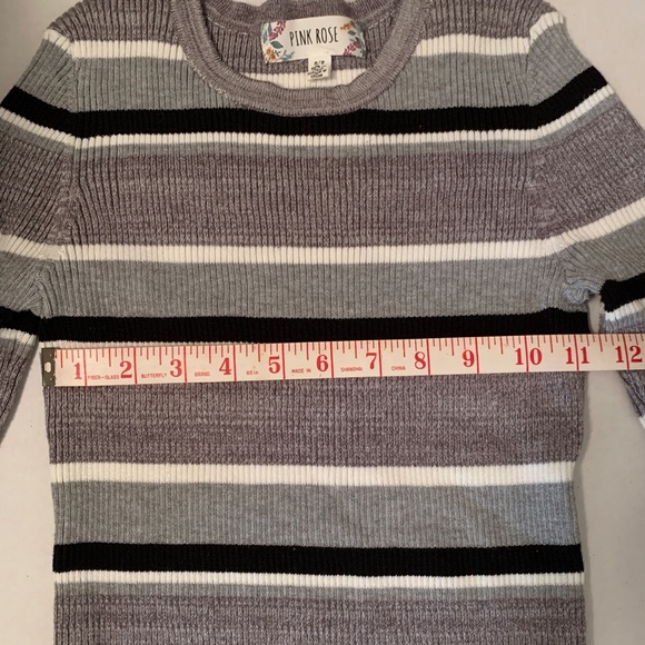 NWOT Long Sleeve Striped Bodycon Dress in Black, White & Grey- Size S - Picture 10 of 12